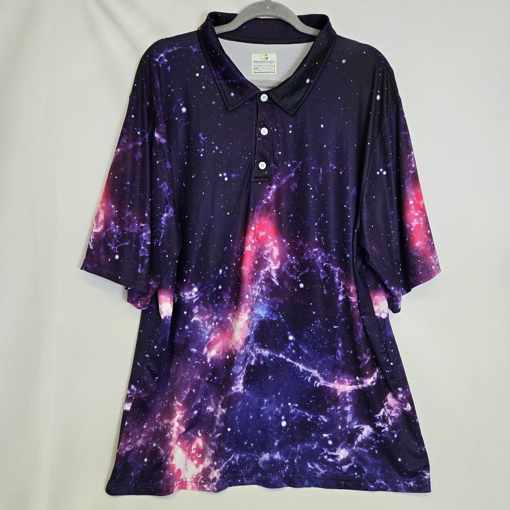 Obnoxious Golf Galaxy Short Sleeve Performance Golf Polo Athletic Fit AOP 2XL